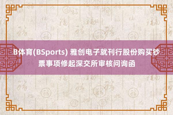 B体育(BSports) 雅创电子就刊行股份购买钞票事项修起深交所审核问询函