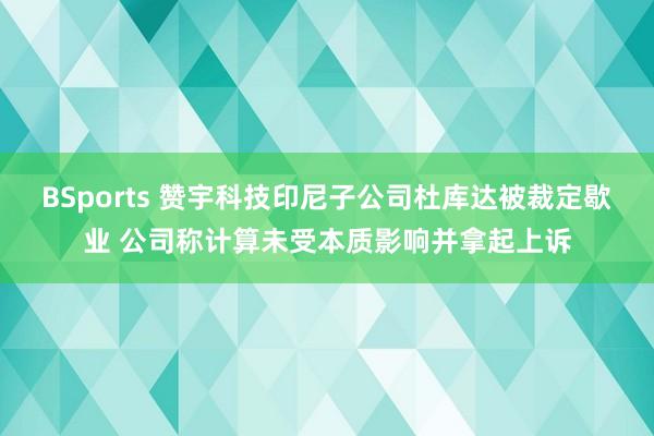 BSports 赞宇科技印尼子公司杜库达被裁定歇业 公司称计算未受本质影响并拿起上诉