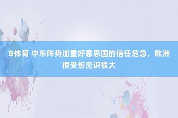 B体育 中东阵势加重好意思国的信任危急，欧洲很受伤见识很大