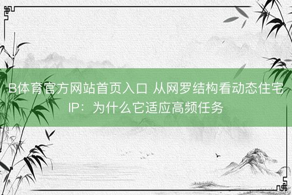 B体育官方网站首页入口 从网罗结构看动态住宅IP：为什么它适应高频任务