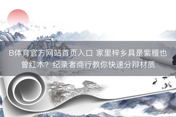 B体育官方网站首页入口 家里梓乡具是紫檀也曾红木？纪录者商行教你快速分辩材质