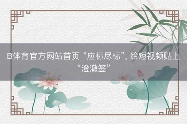 B体育官方网站首页 “应标尽标”， 给短视频贴上“澄澈签”