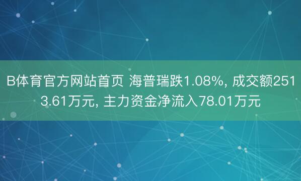 B体育官方网站首页 海普瑞跌1.08%, 成交额2513.61万元, 主力资金净流入78.01万元
